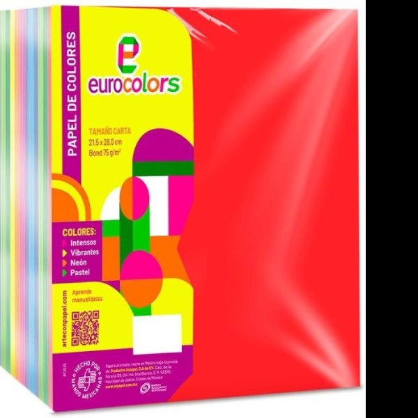 PAPEL BOND CTA. ARCOIRIS EUROCOLOR 75G. PAQ. C1000H. C.3